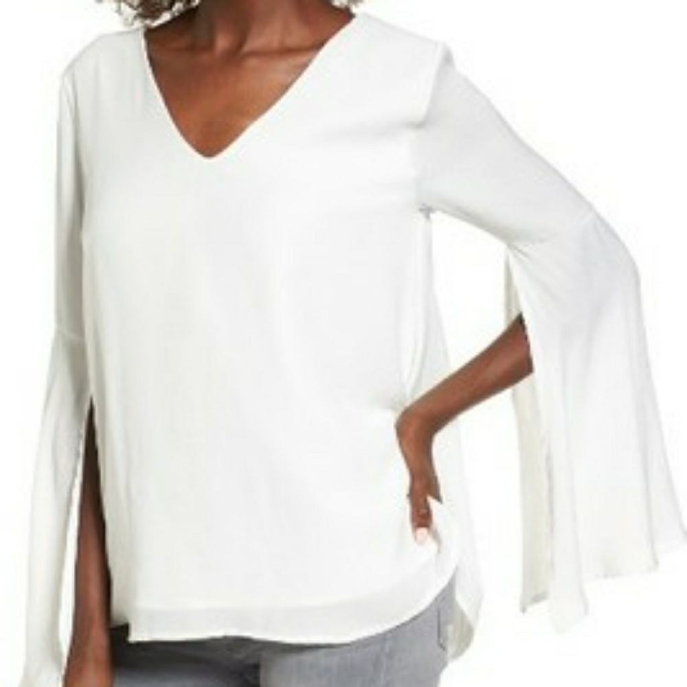 Women's Leith Split Sleeve Top, Size Small - White