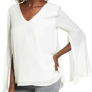 Women's Leith Split Sleeve Top, Size Small - White