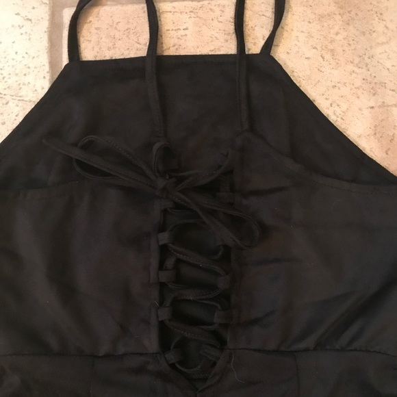 NWT Vegan suede lace up back mini slip dress - Picture 3 of 4