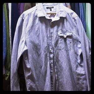 Slim Fit Linen Geometric Wave Shirt