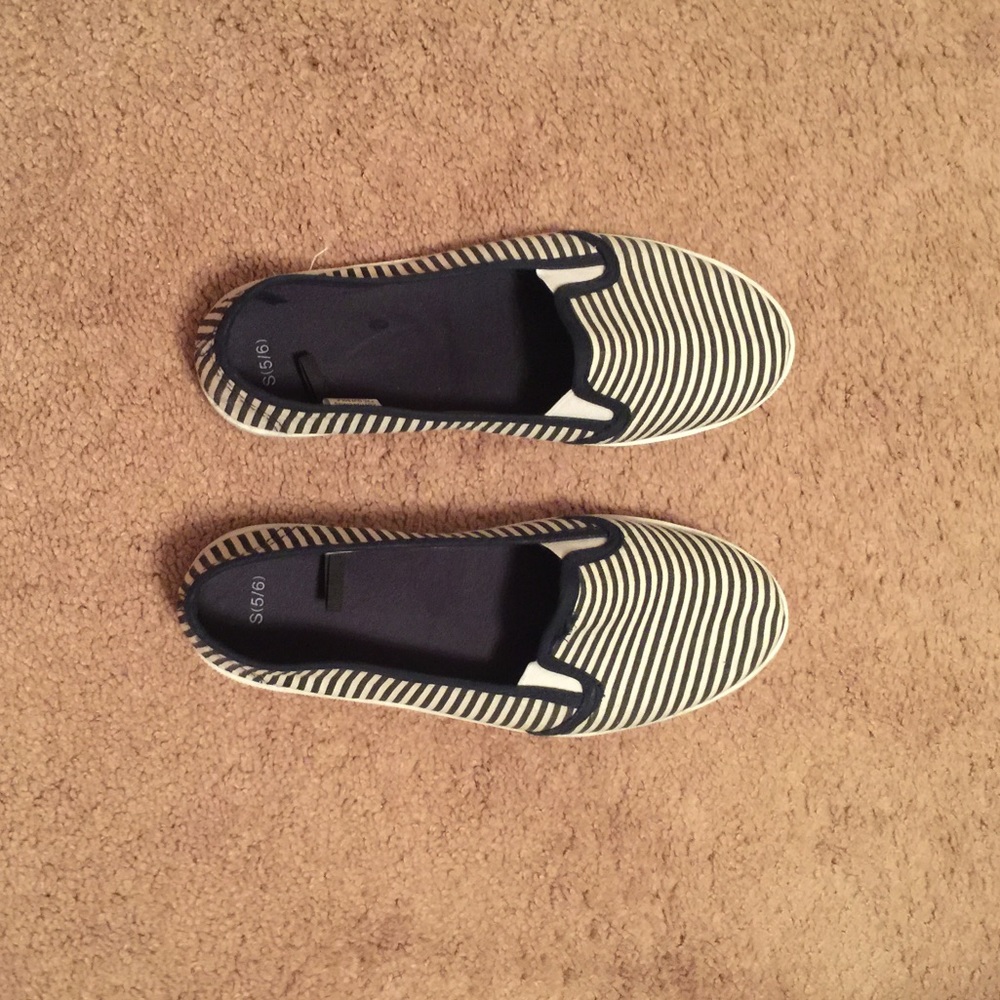 White and Navy Slip On Shoes