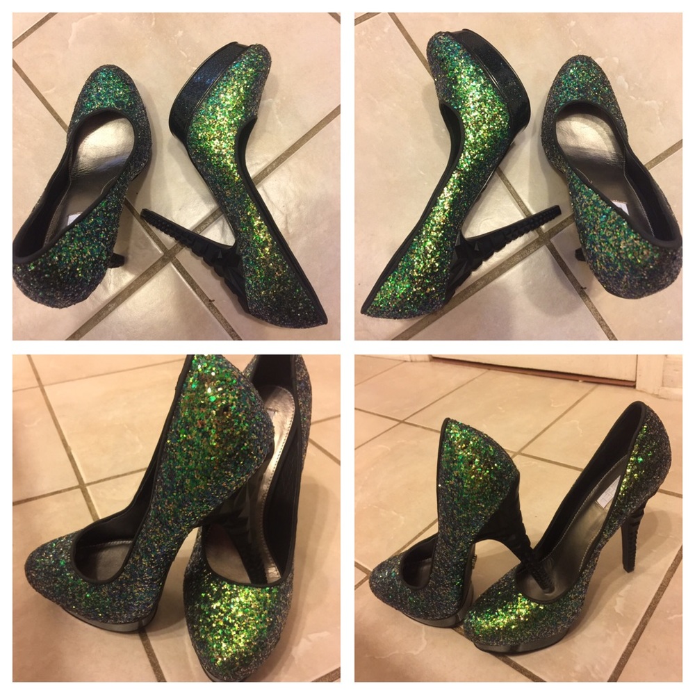 Preowned Rachel Roy Glittery Green Pump shoes - Picture 2 of 8