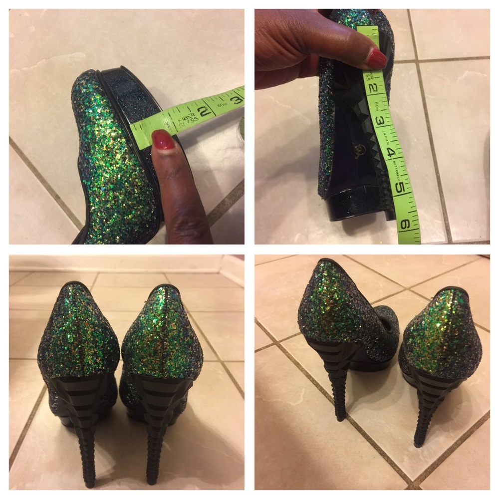 Preowned Rachel Roy Glittery Green Pump shoes - Picture 5 of 8