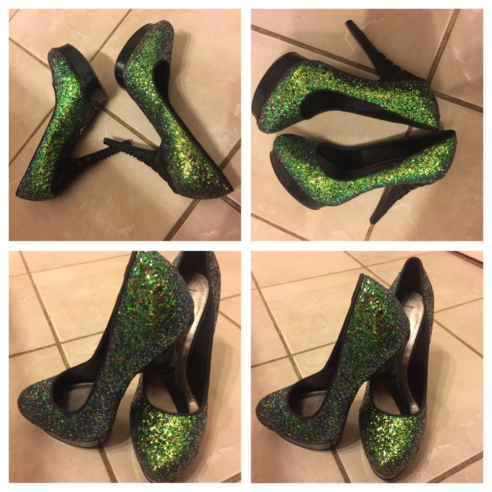 Preowned Rachel Roy Glittery Green Pump shoes - Picture 6 of 8