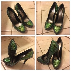 Preowned Rachel Roy Glittery Green Pump shoes