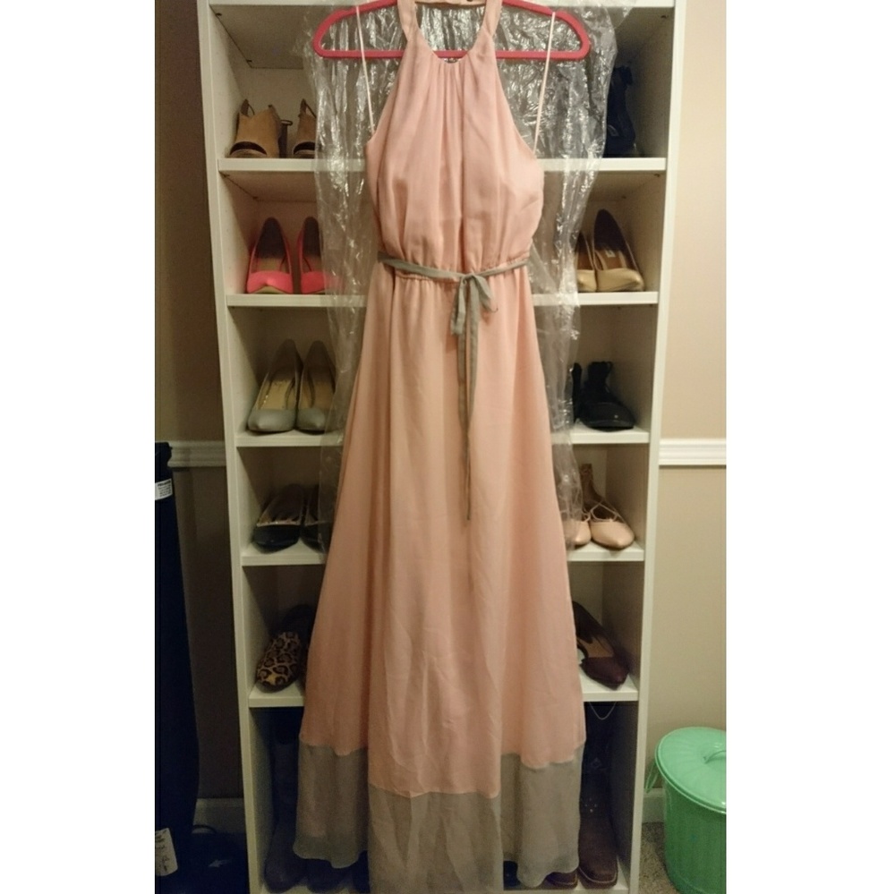 Jessica Simpson Pink & Grey Maxi Dress