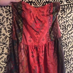 Tribal print strapless Arizona dress
