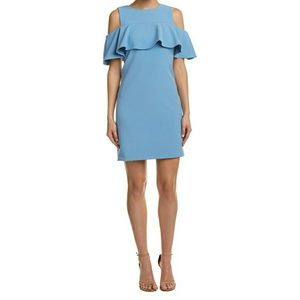 Powered Blue Shift Dress w/Cutout Shoulder Detail