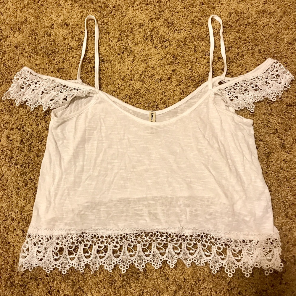 LF White Lace Off-the-Shoulder Top