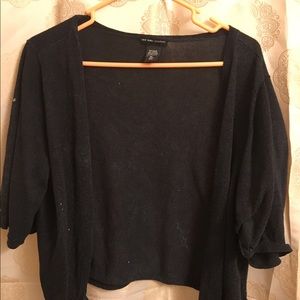 Black cropped open front cardigan