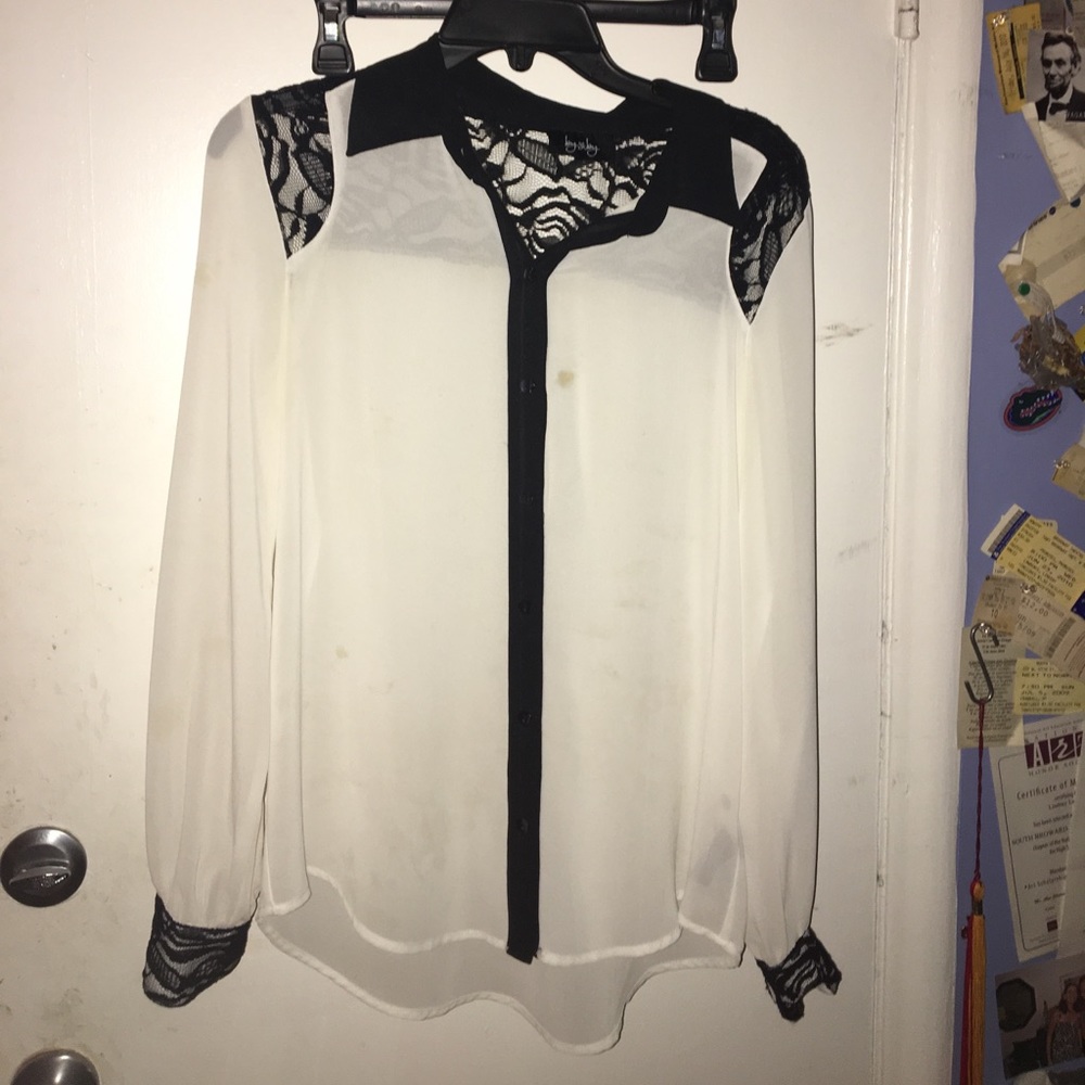 Sheer white long sleeve top
