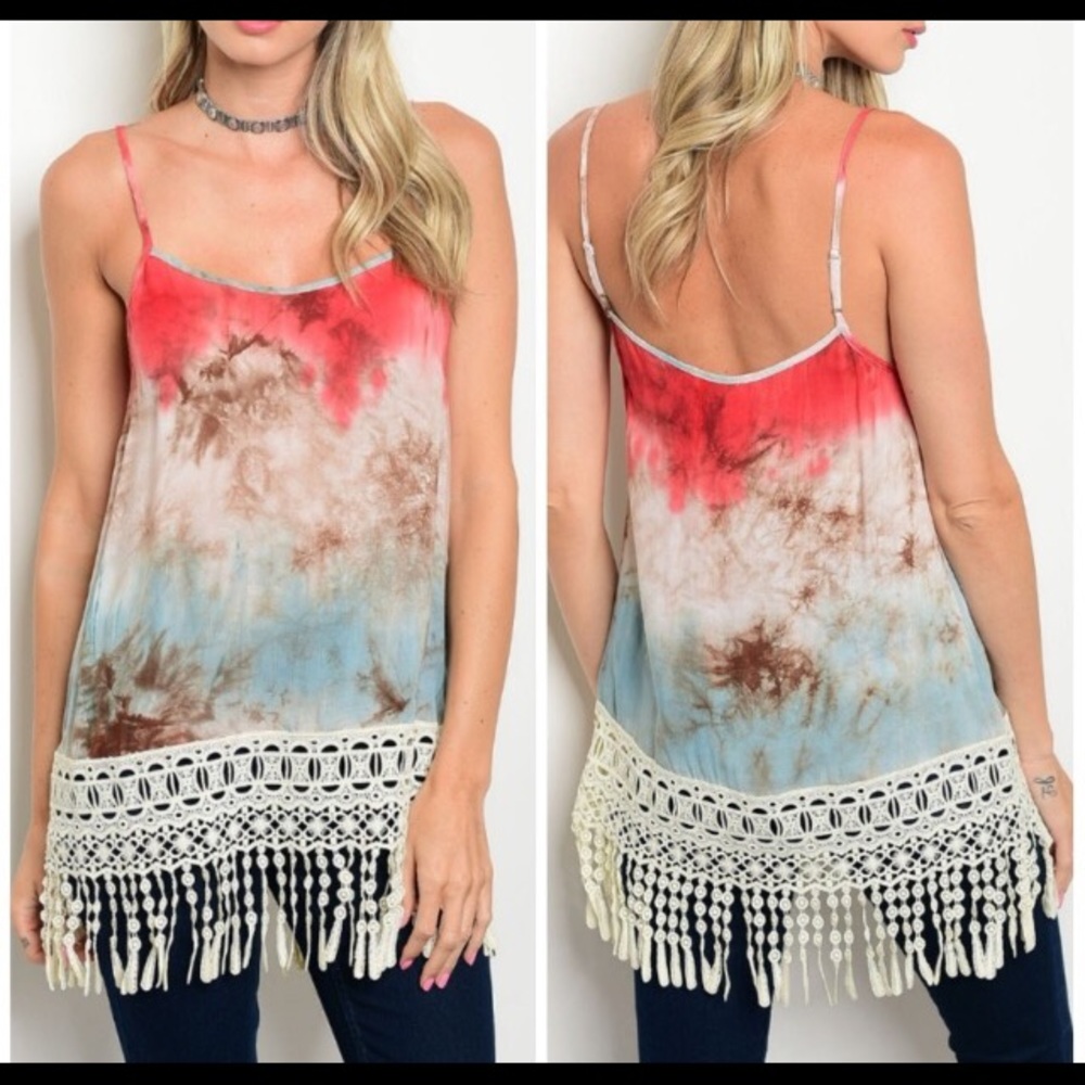 Strappy Tye-Dye Fringed Tank