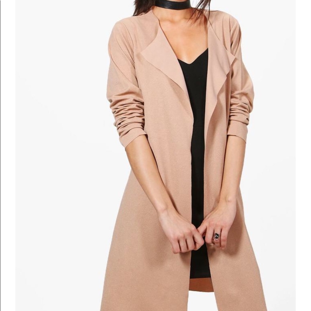 Georgina Long Sleeve Belted Duster in tan color