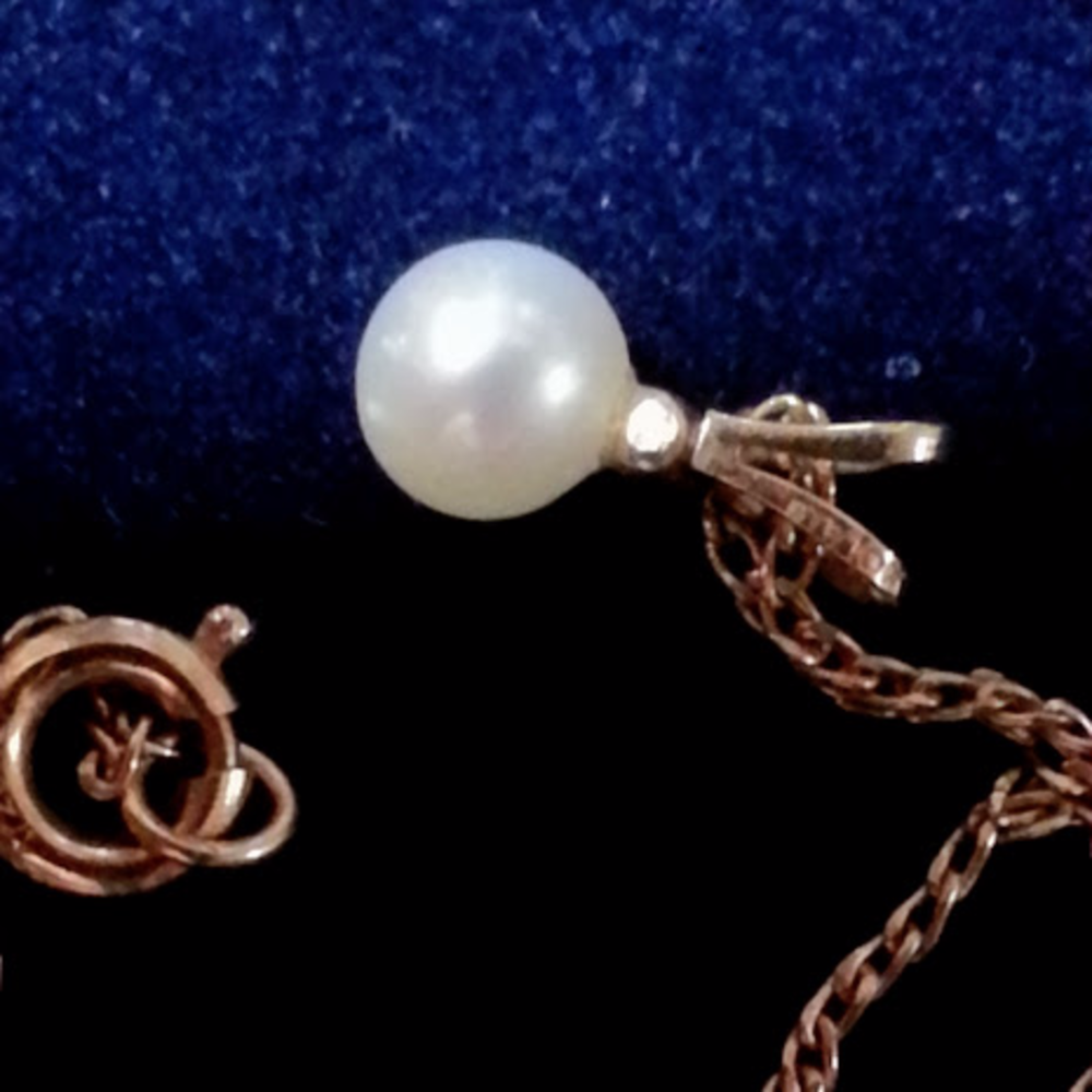 Delicate natural pearl & diamond necklace, vintage - Picture 5 of 5