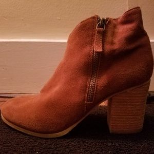 Brown Suede Heeled Bootie