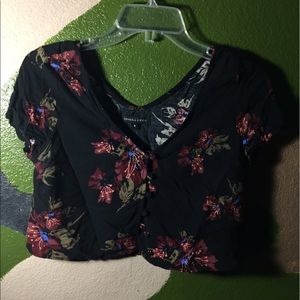Floral button down crop top