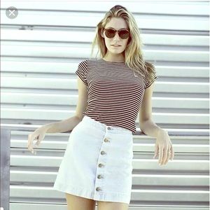 High waist button-front skirt