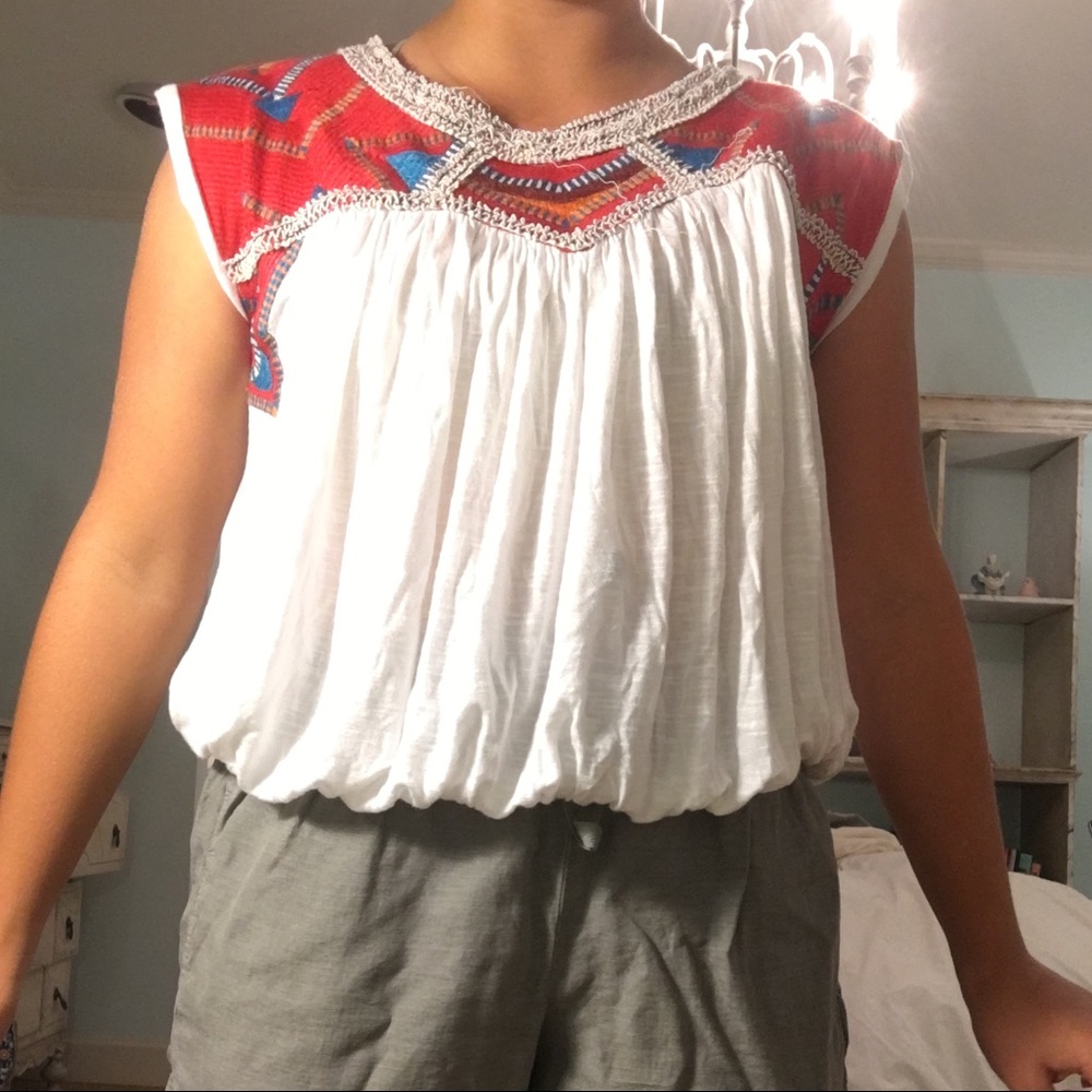 Free People embroidered cotton blouse.