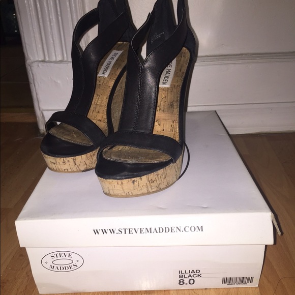 Steve Madden Illiad Black Wedges 8.0 - Picture 2 of 4