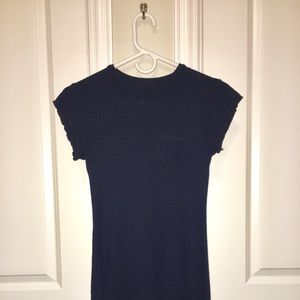 Striped Black + Blue Short Sleeve (UO) Dress