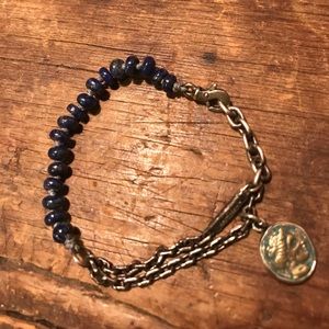 M.Cohen Blue Lapis and Silver chain charm bracelet