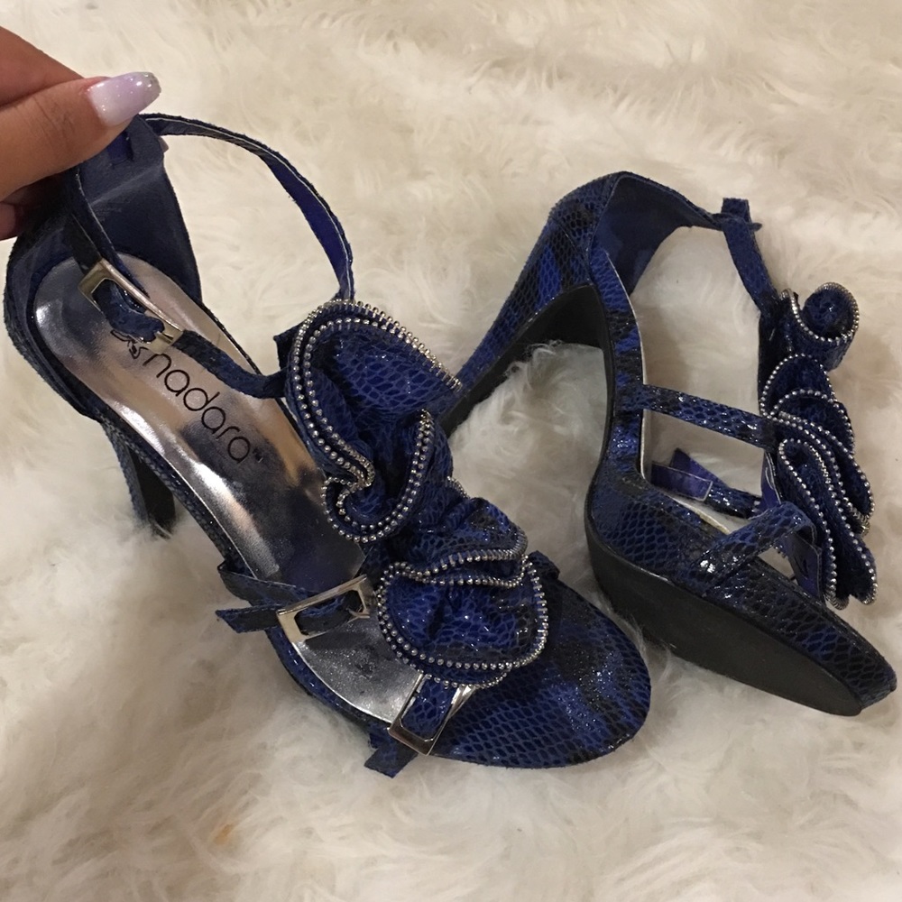 Nadara Deep Blue zipper heels
