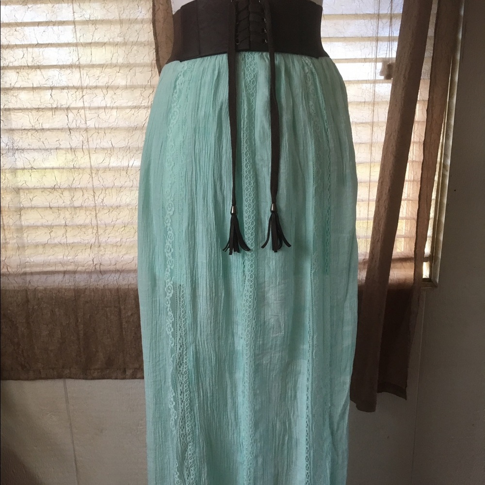 No Boundaries aqua maxi skirt