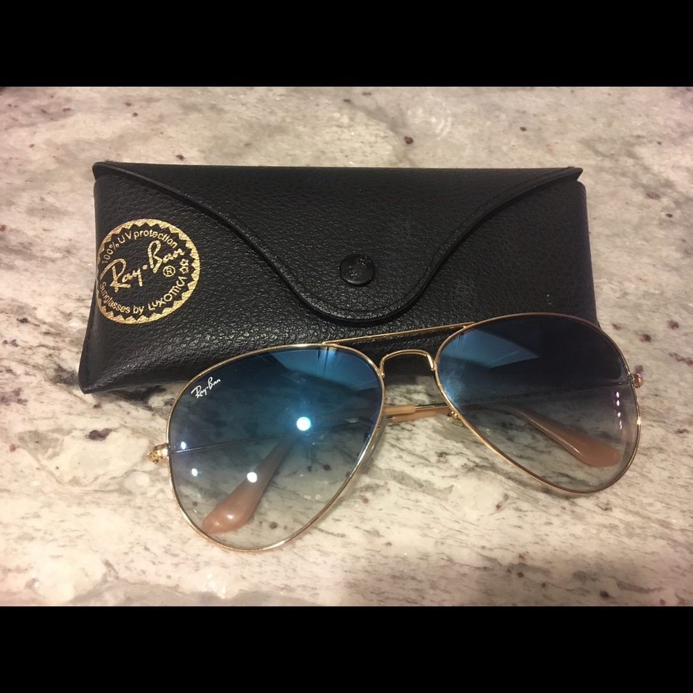 Ray-ban aviator gradient in blue/gold