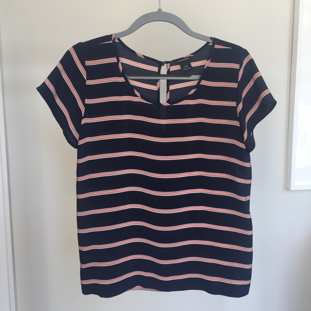 Club Monaco Striped Silk Top