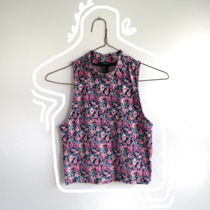 Forever 21 Mock Turtleneck Floral Tank Crop Top