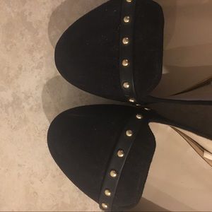 Black flats with gold stud design