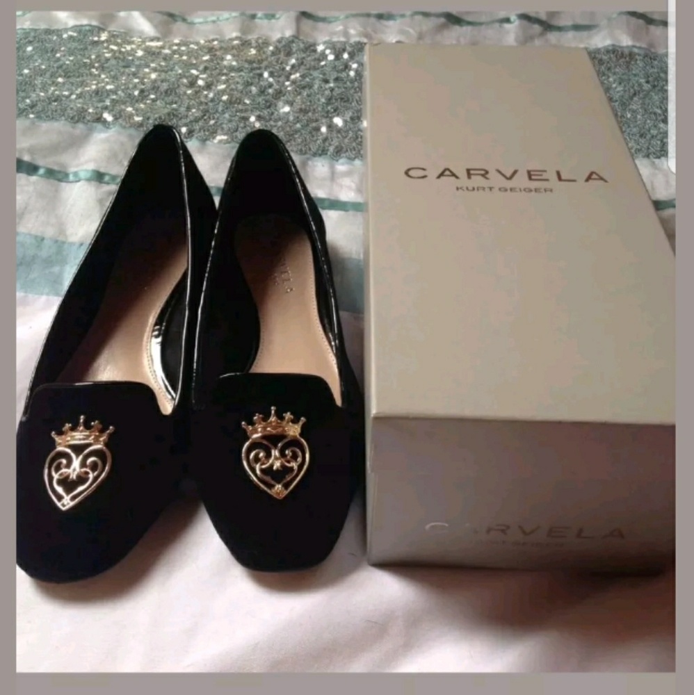Kurt Geiger Black Velvet Flats