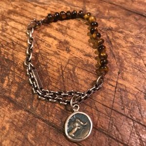 M.Cohen brown tiger eye and silver bracelet.