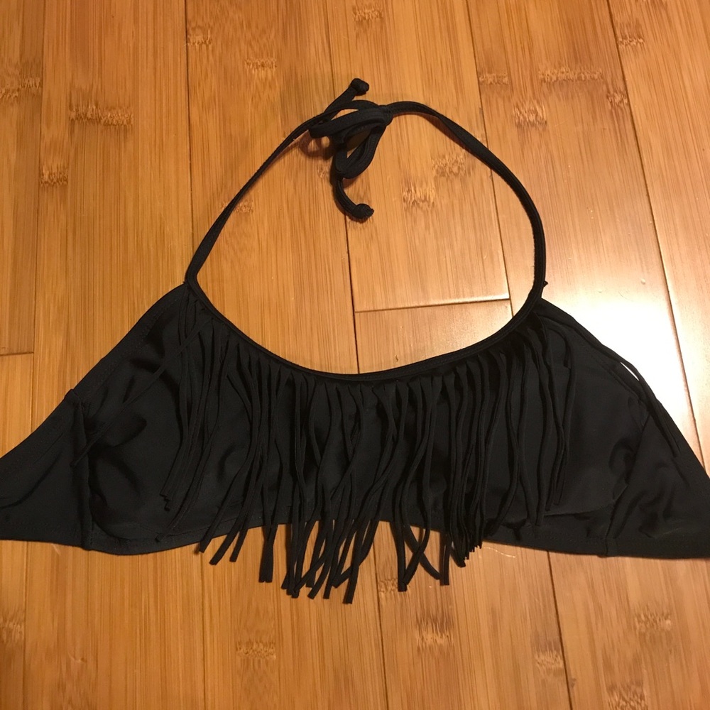 Black fringe bikini top