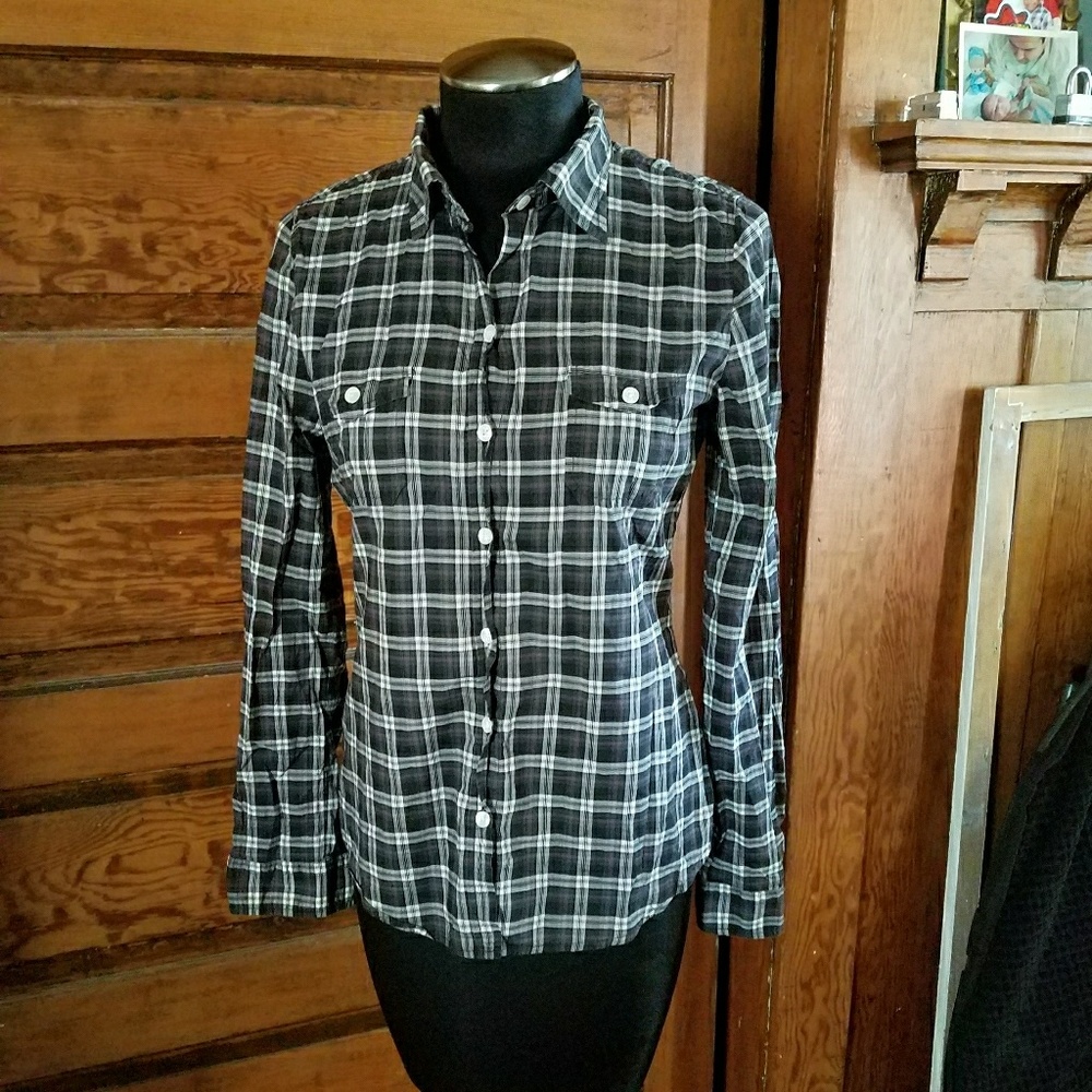 An American Brand black/pink plaid button down