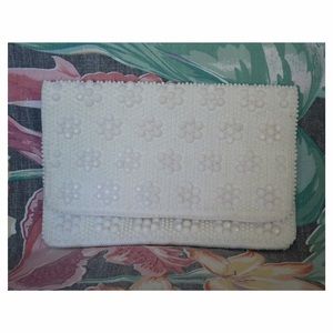 60s Vintage Decorative White Clutch
