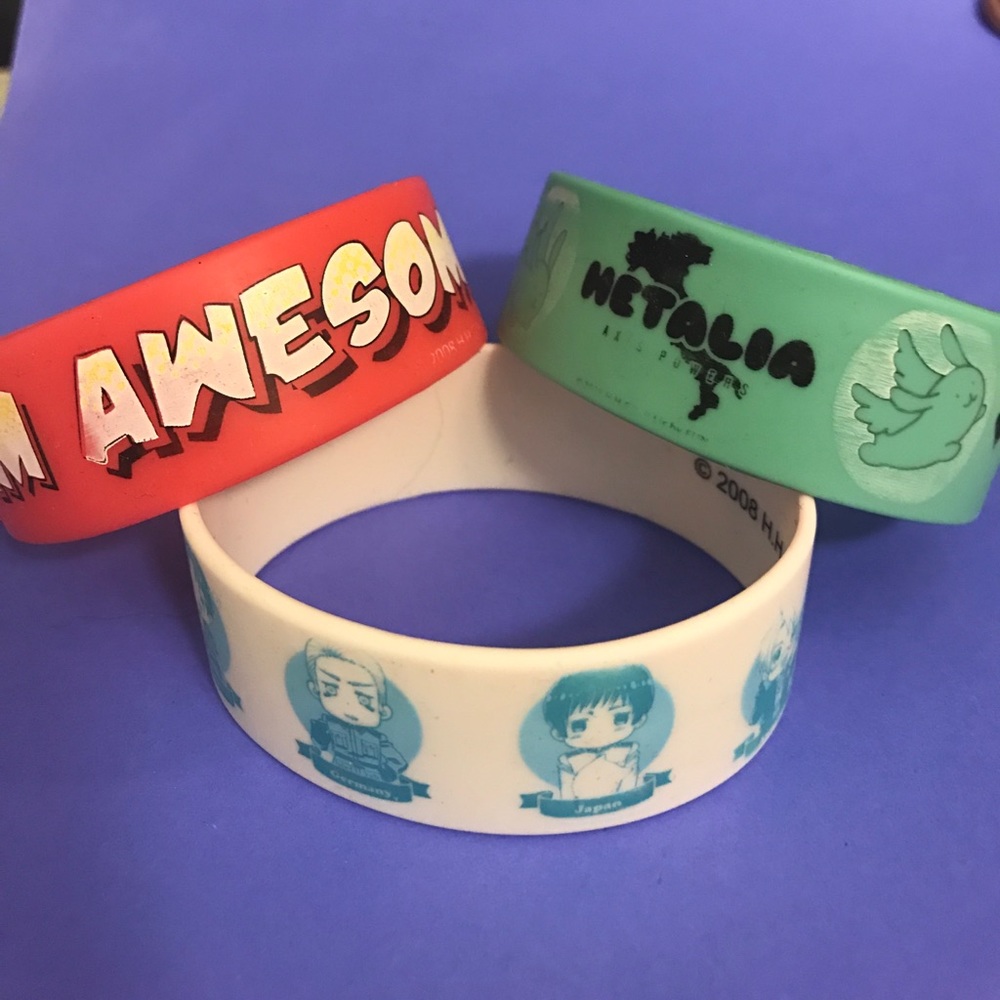 Three Hetalia wristbands