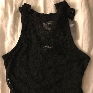 Abercrombie and fitch black lace crop top