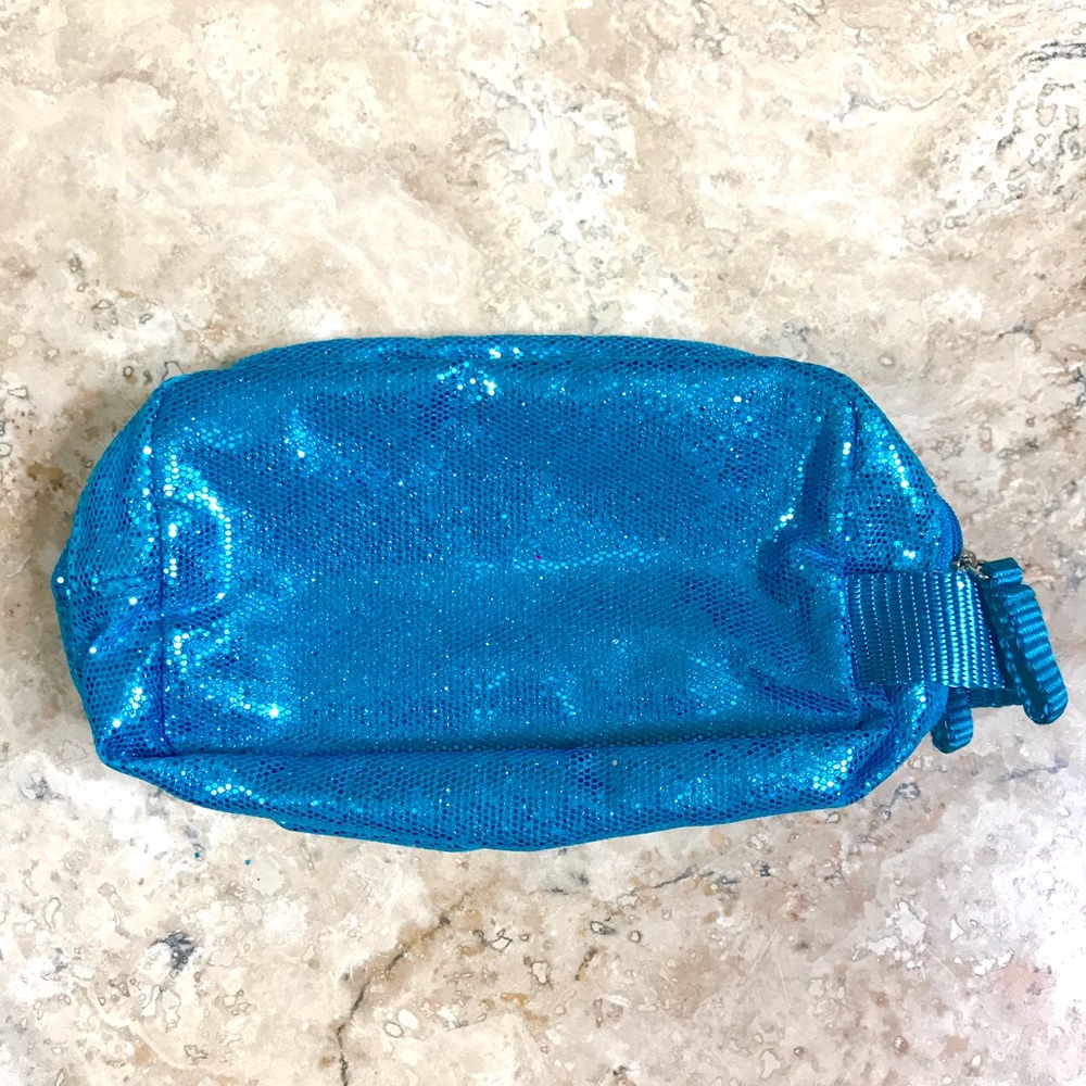 Turquoise Blue Glitter Cosmetic Bag