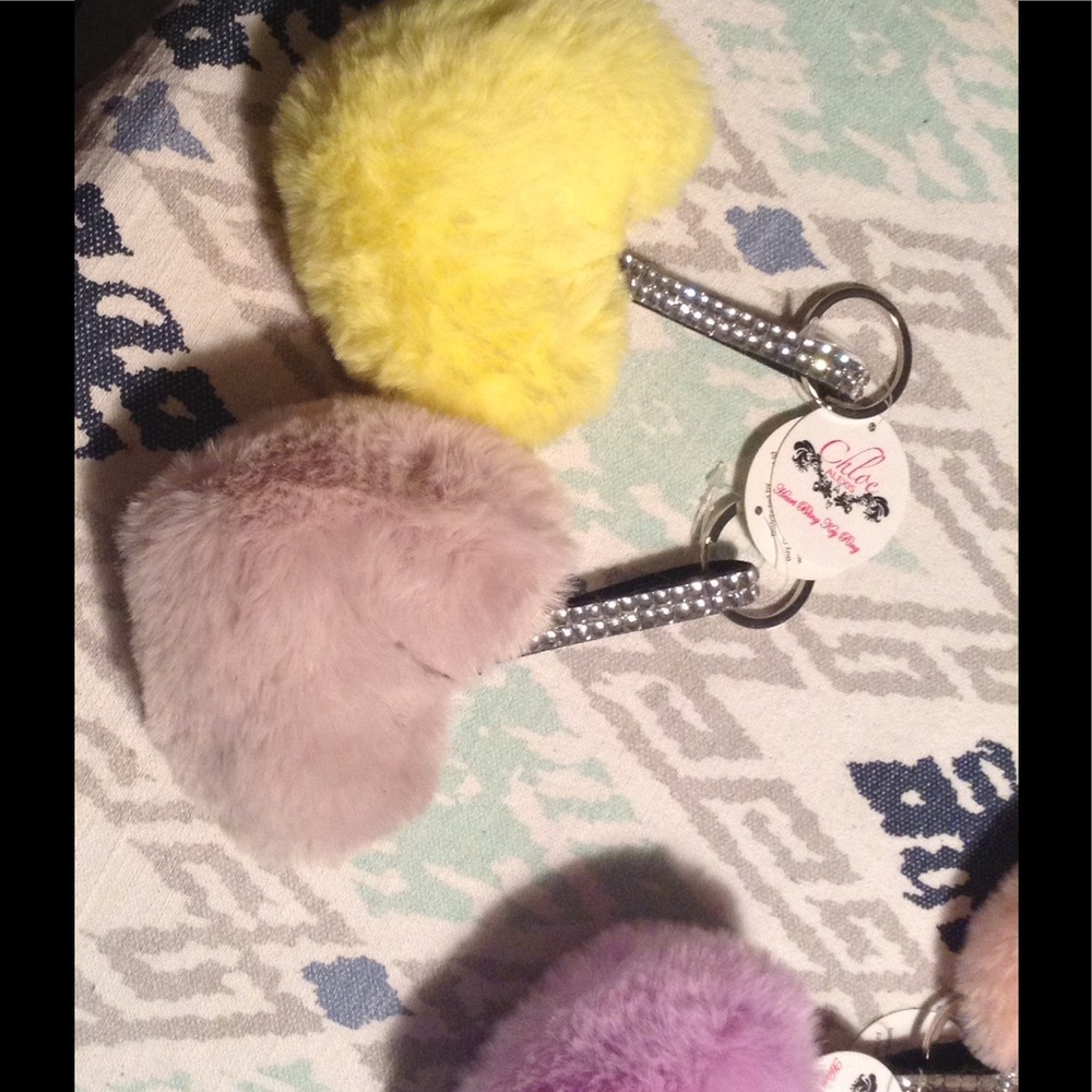 Bling Fluffy Furry & Soft Heart Purse/key chain
