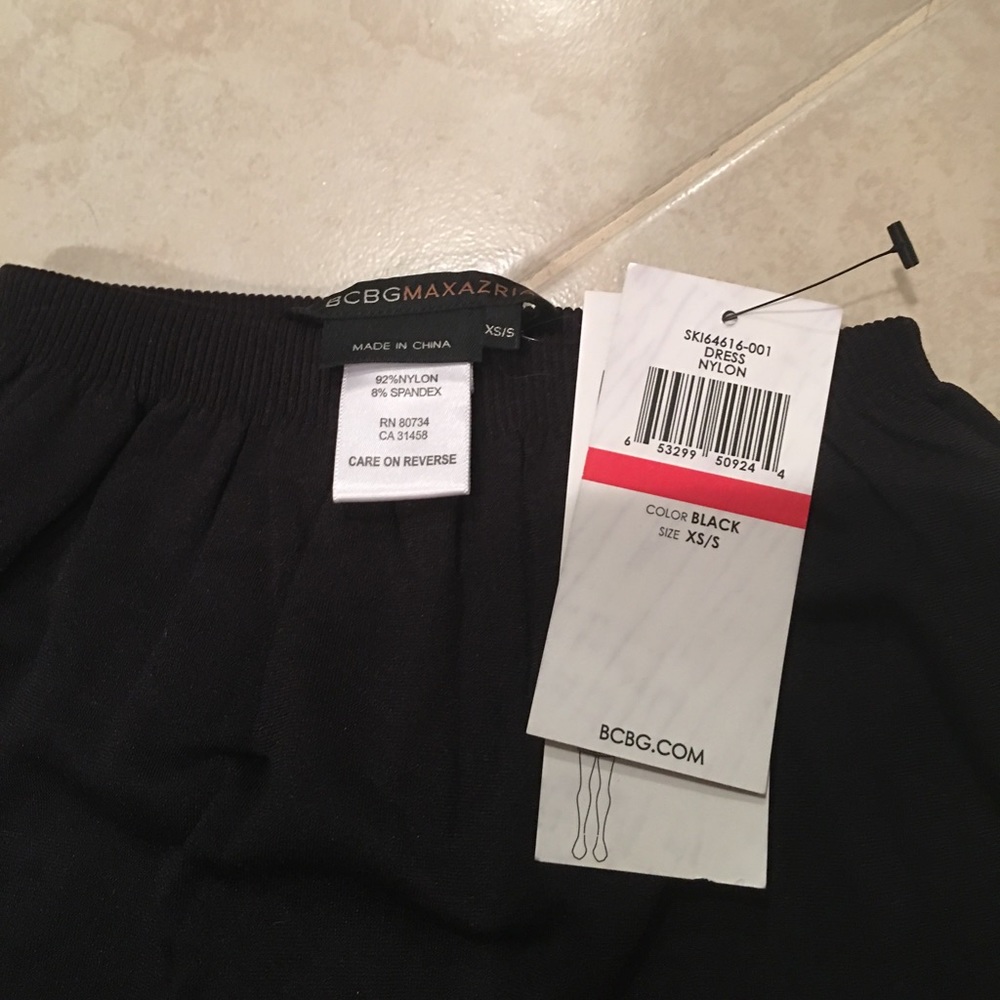 BCBG black dress with socks
