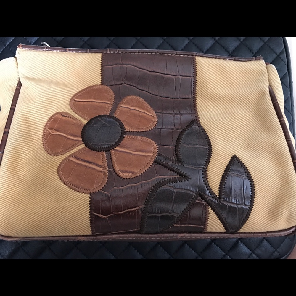Brown Flower Make Up Bag
