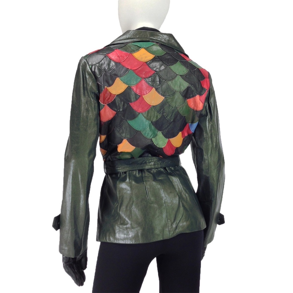 [SOLD]VINTAGE 70s PATCHWORK JACKET Hunter Green - Picture 3 of 5