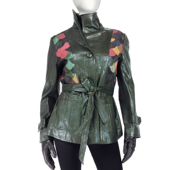 [SOLD]VINTAGE 70s PATCHWORK JACKET Hunter Green - Picture 2 of 5