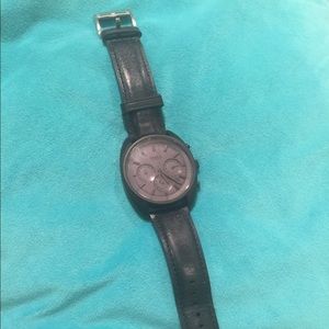 Black leather men's Fossil watch