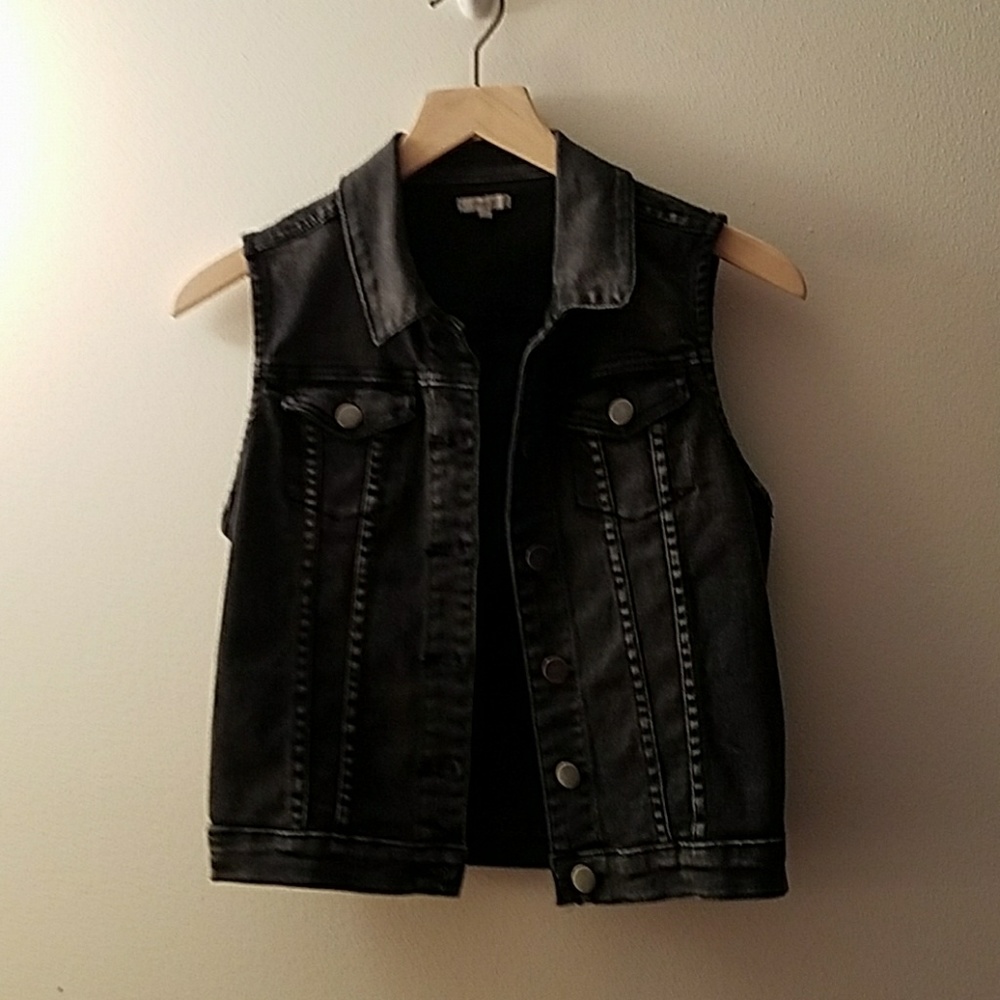 Black denim vest