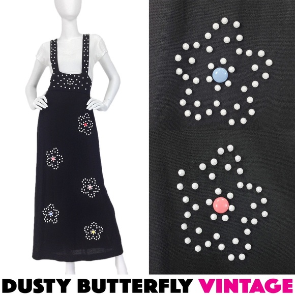 SOLD! VINTAGE 60s-70s BEADED JUMPER Flower Child P - Picture 1 of 6