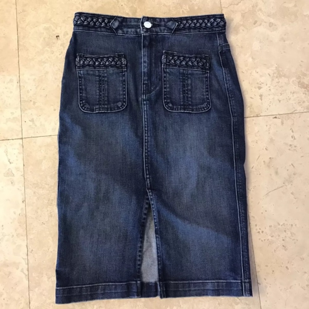 7 for all mankind braided jean pencil skirt sz 25
