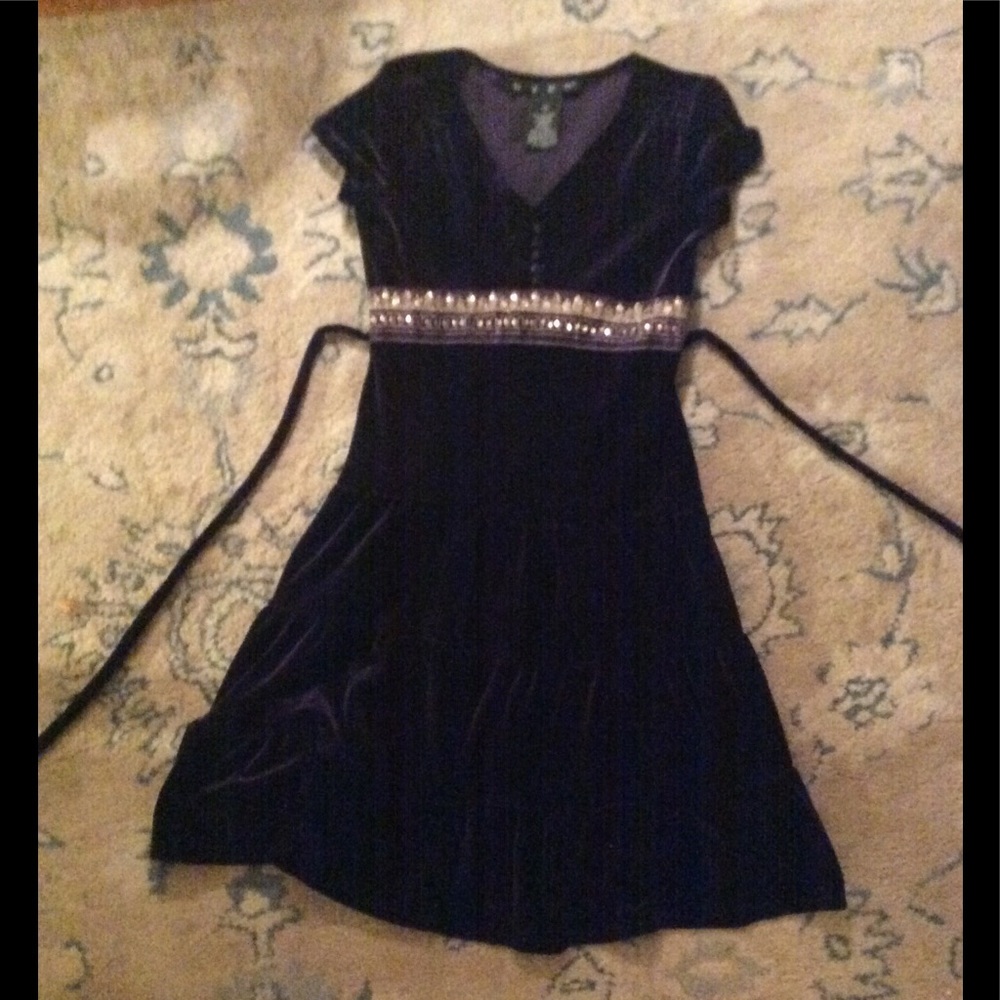 Hype Girls Deep Purple Velvet Dress