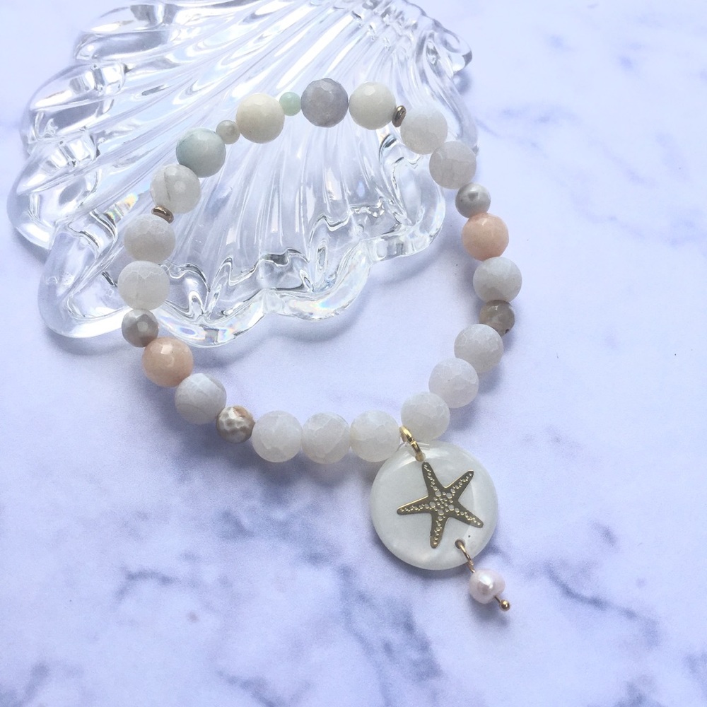 Agate Beaded Bracelet Agate Jade Amazonite MOP